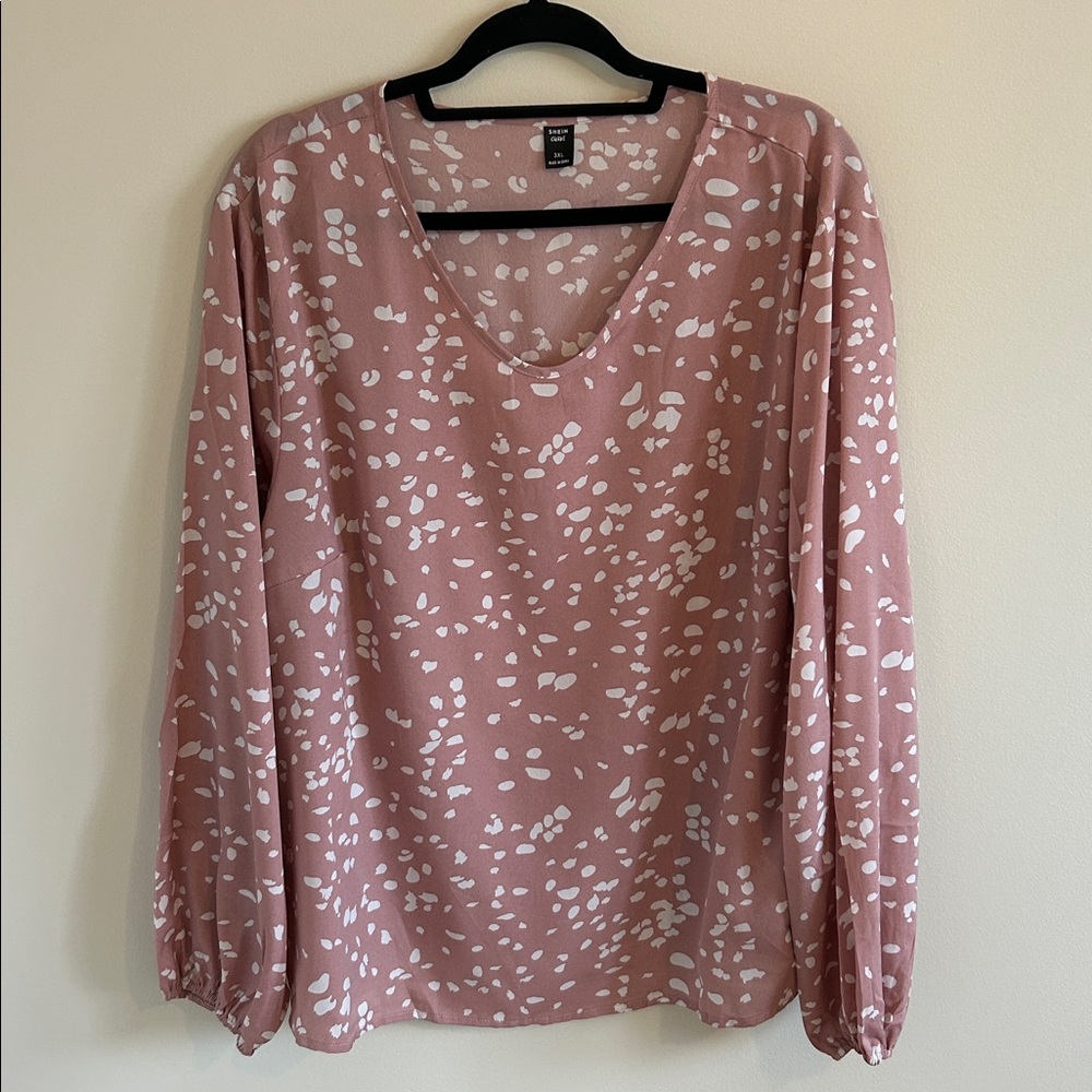 Plus - Dalmatian Long Sleeve Blouse - 3X / 18